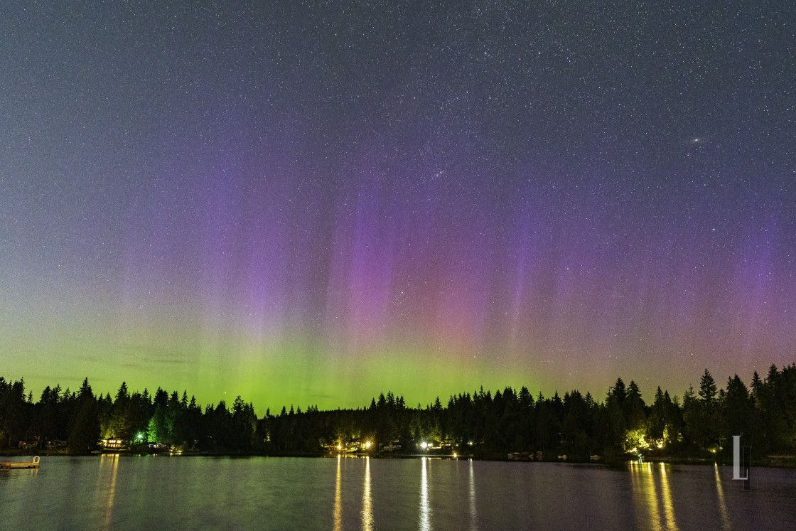 "July Aurora at Lake Margaret" stock image