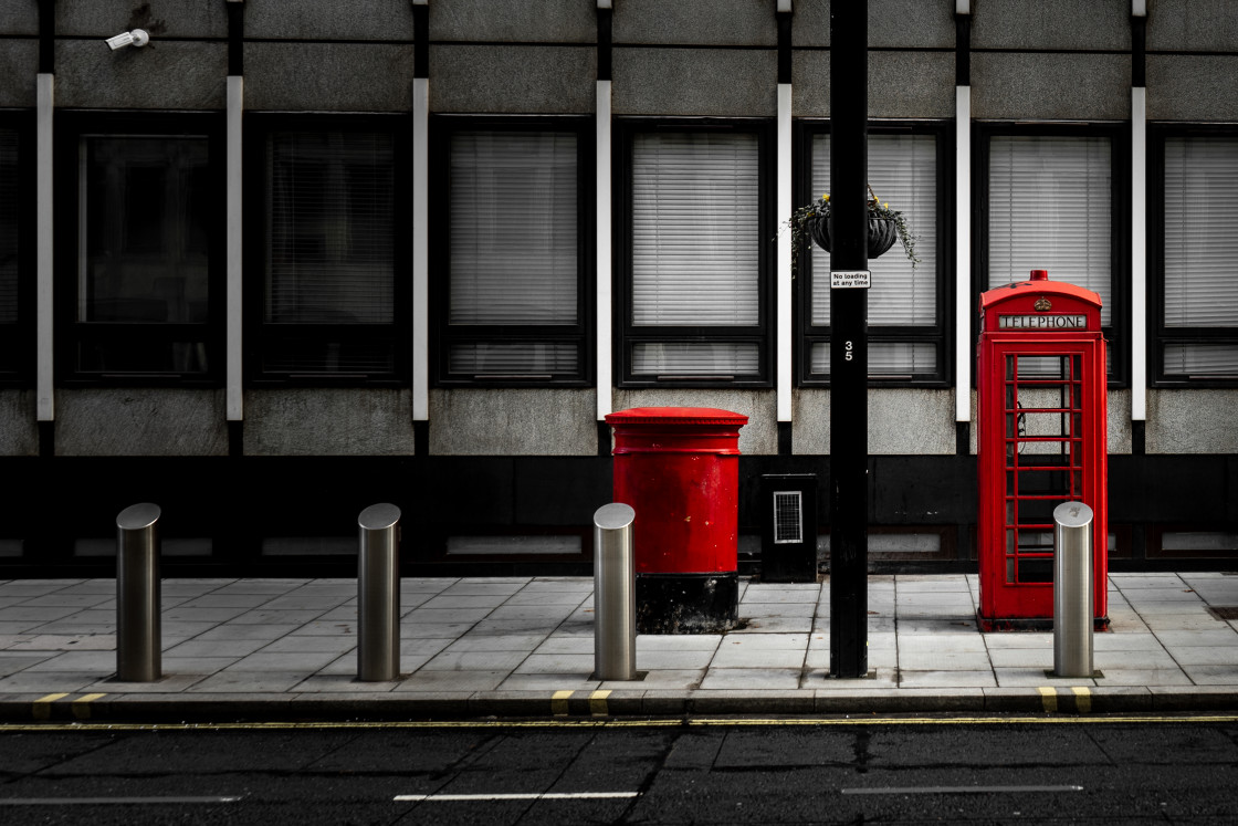 "London Phone Box and Post Box" stock image