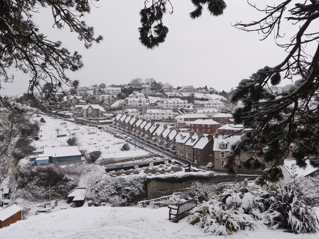 "View across the village from Jubilee Gardens." stock image