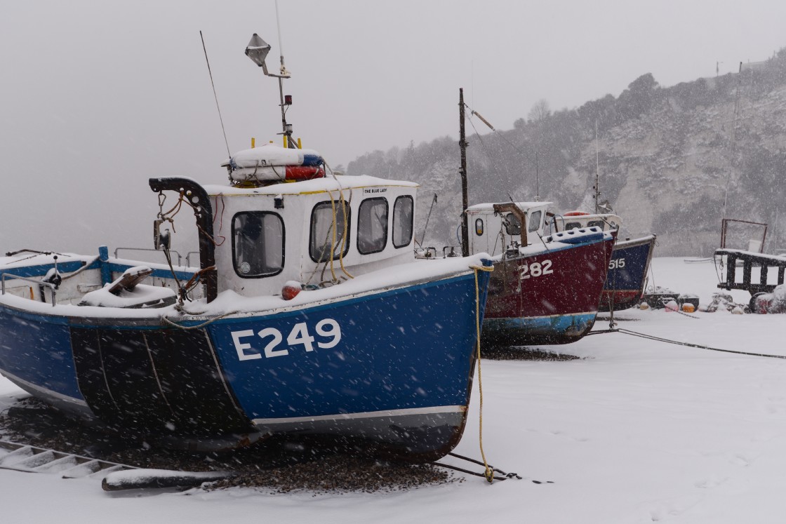 "Boats in the snow" stock image