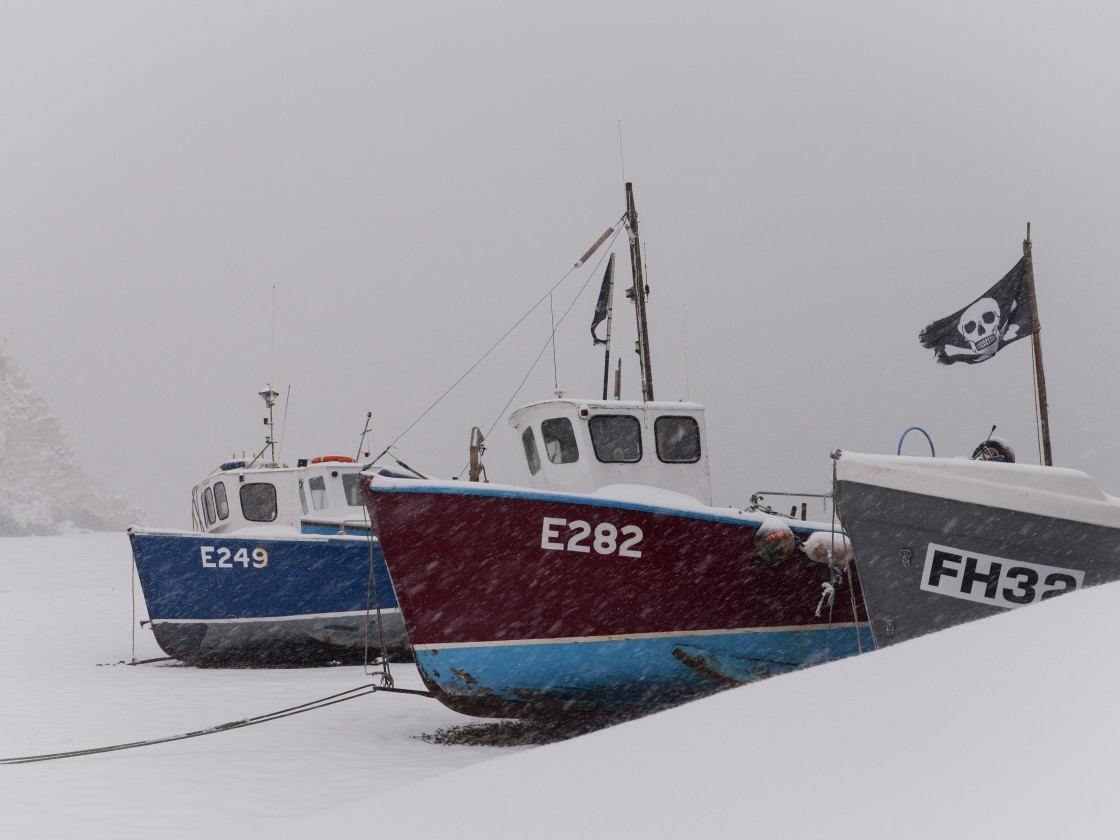 "Boats in the snow" stock image