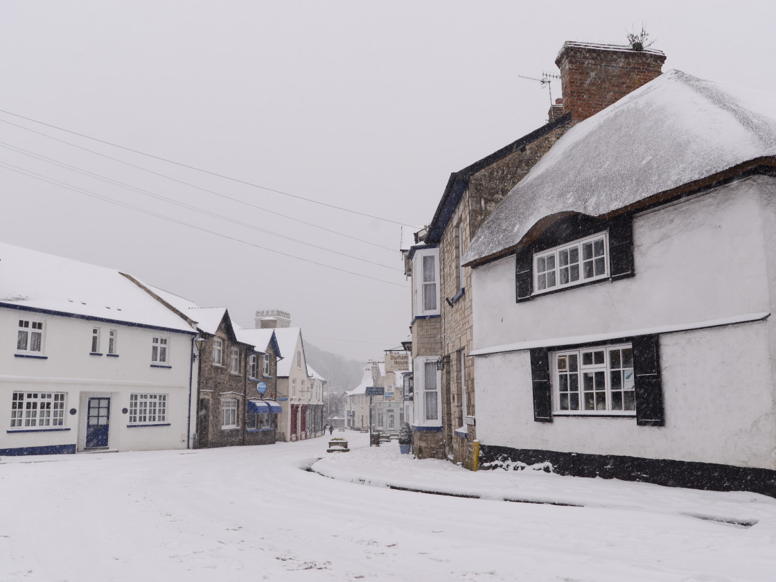 "Fore Street, Beer in the snow." stock image