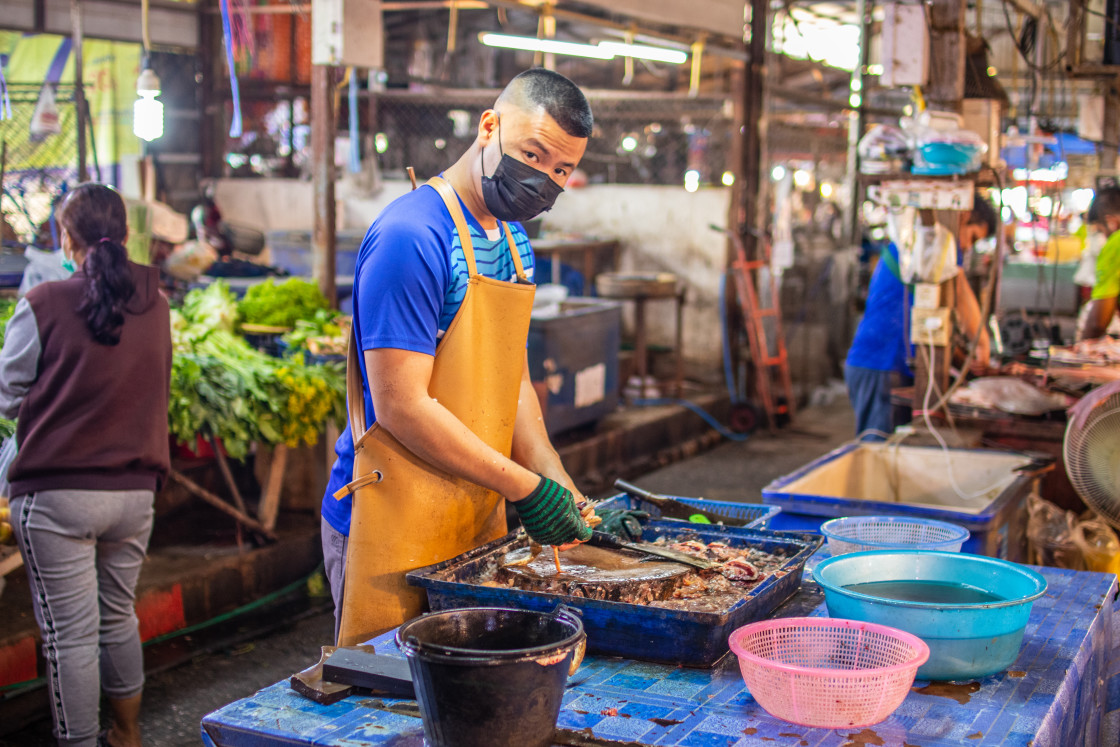 "Moments of a Street Food Market in Thailand Southeast Asia" stock image