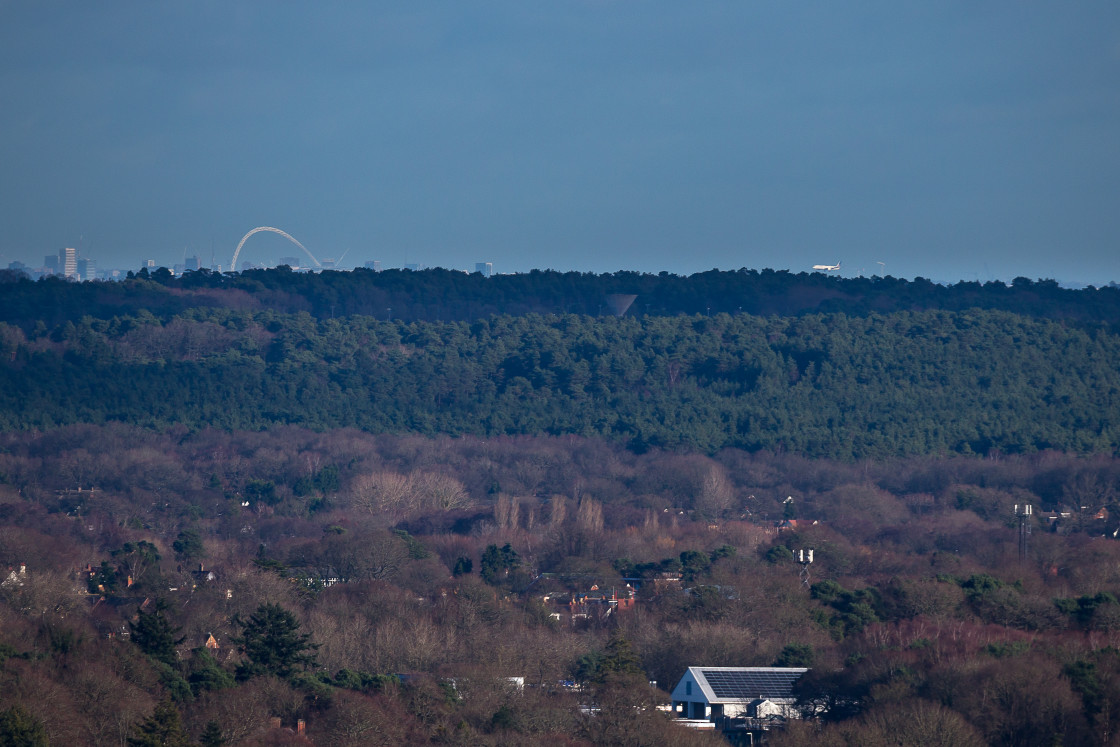 "Wembley Stadium and Aircraft on Horizon" stock image