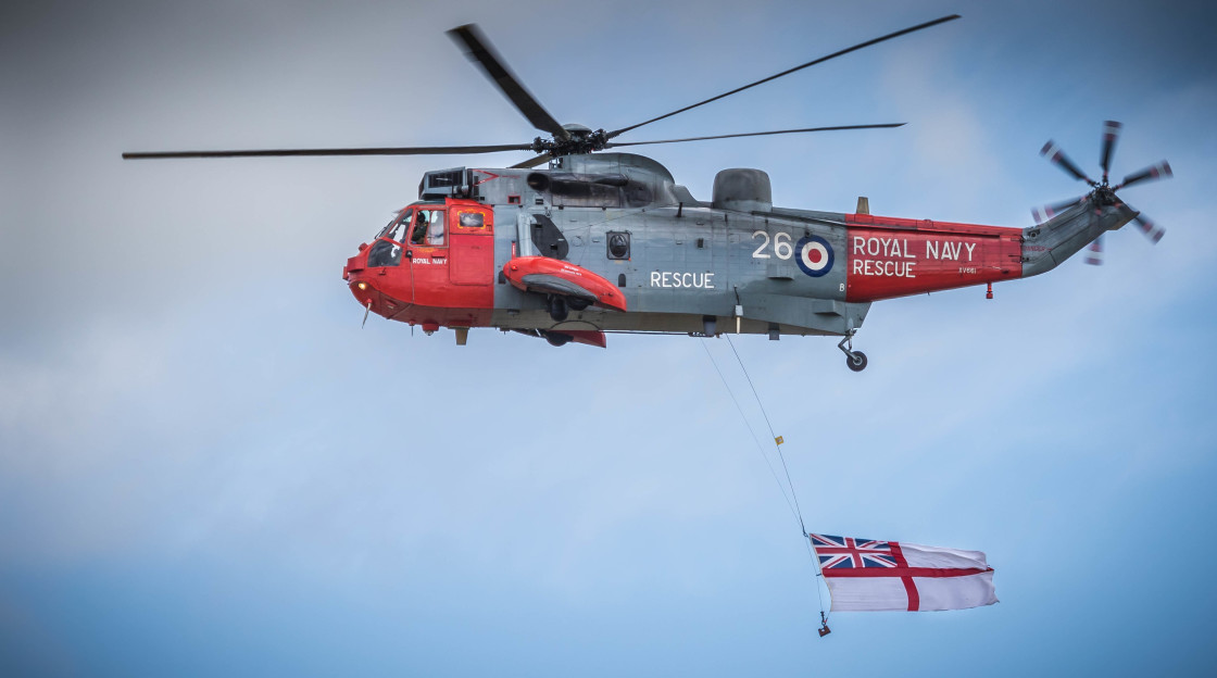 "Sea King Flying The flag" stock image