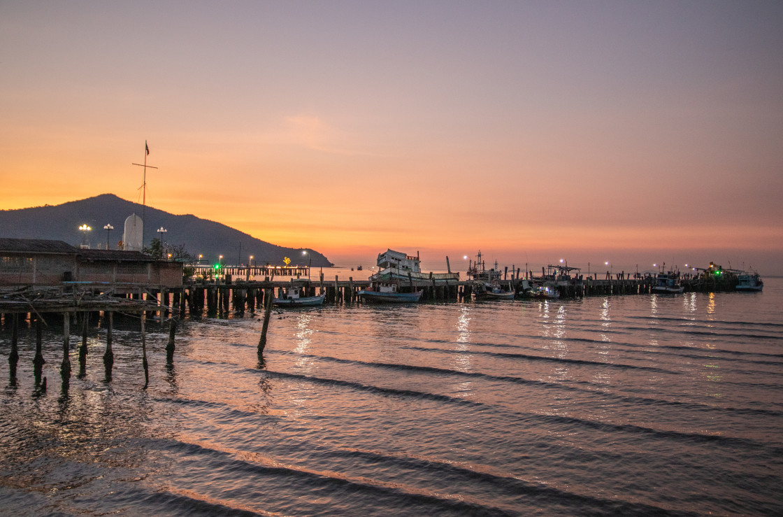 "Fisherman boats in Bang Saray Thailand Asia" stock image