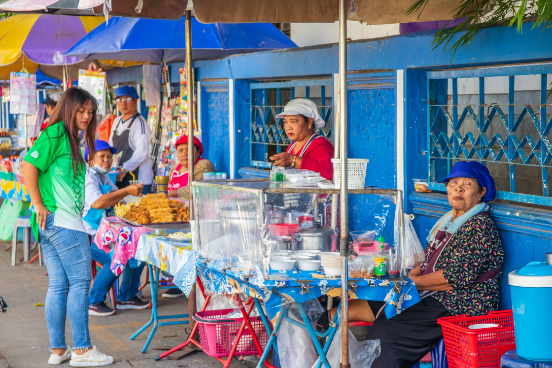 "Moments at a Mobile Street Food Stand of Buriram in Thailand Southeast Asia" stock image