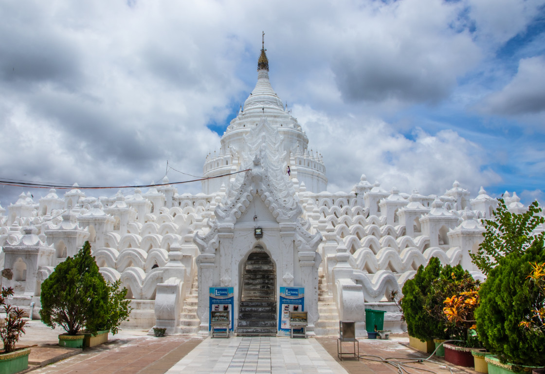 "The Hsinbyume Pagoda of Mingun near Mandalay in Myanmar formerly Burma Asia" stock image