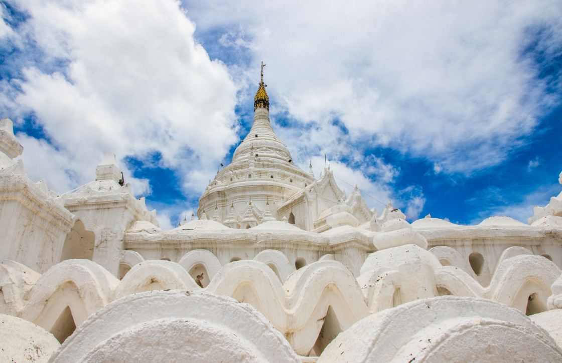 "The Hsinbyume Pagoda of Mingun near Mandalay in Myanmar formerly Burma Asia" stock image