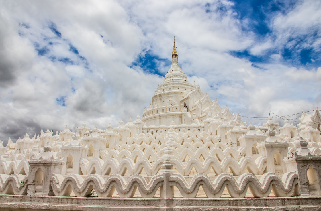 "The Hsinbyume Pagoda of Mingun near Mandalay in Myanmar formerly Burma Asia" stock image