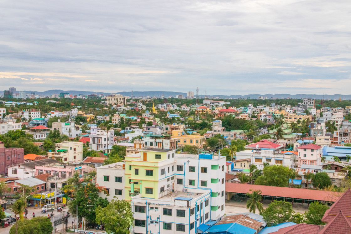 "The Cityscape and the Landscape of Mandalay in Myanmar formerly Burma Asia" stock image