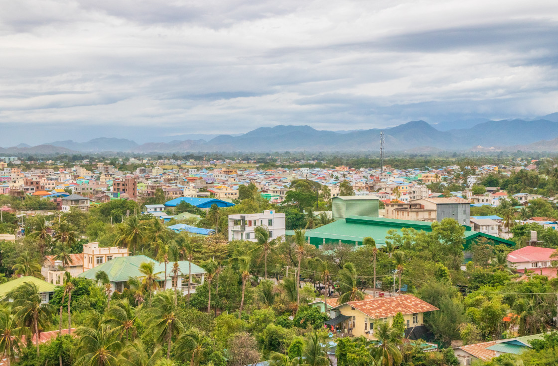 "The Cityscape and the Landscape of Mandalay in Myanmar formerly Burma Asia" stock image