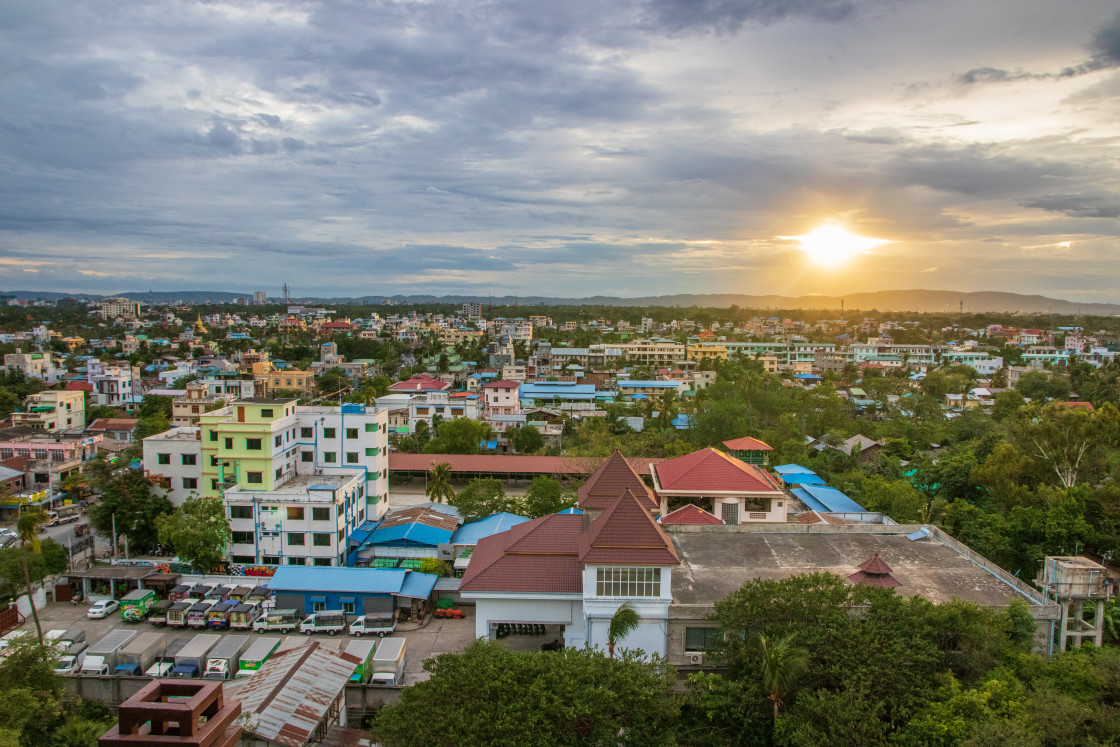 "The Cityscape and the Landscape of Mandalay in Myanmar formerly Burma Asia" stock image