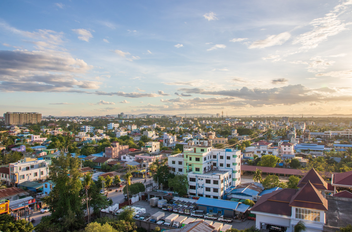 "the Cityscape and the Landscape of Mandalay in Myanmar formerly Burma Asia" stock image