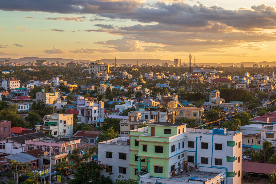 "the Cityscape and the Landscape of Mandalay in Myanmar formerly Burma Asia" stock image