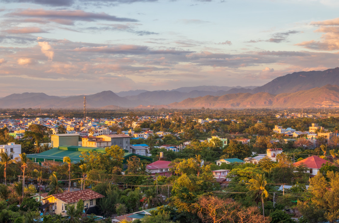 "the Cityscape and the Landscape of Mandalay in Myanmar formerly Burma Asia" stock image