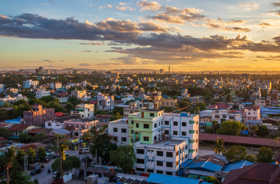 "the Cityscape and the Landscape of Mandalay in Myanmar formerly Burma Asia" stock image