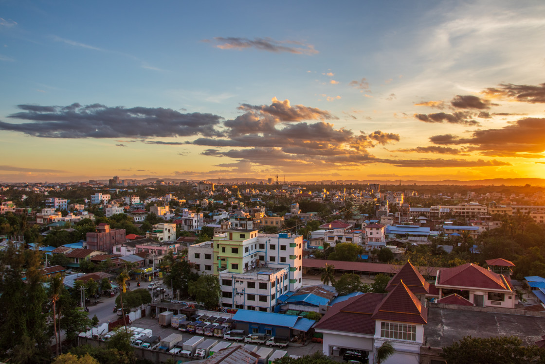 "the Cityscape and the Landscape of Mandalay in Myanmar formerly Burma Asia" stock image