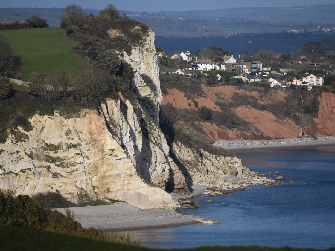 "View across Beer & Seaton." stock image