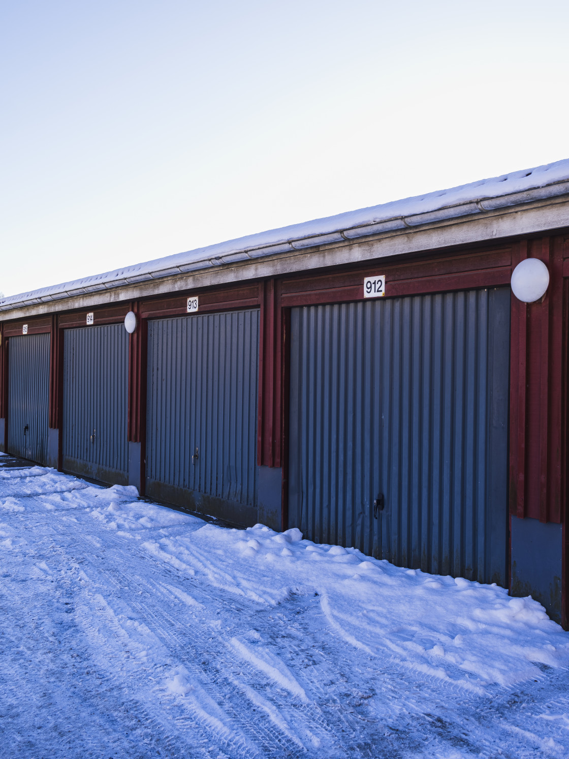 "Swedish Garage Rows on a Cold Winter Day" stock image