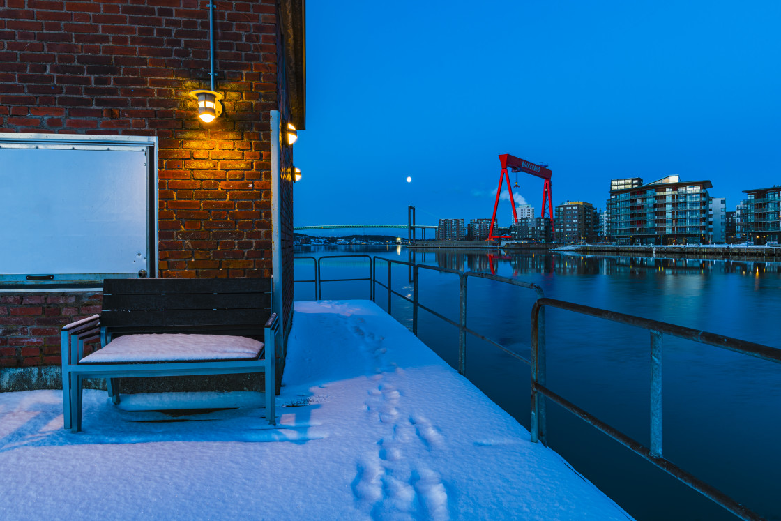 "Illuminated Dawn over Gothenburg River" stock image