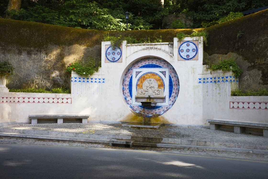 "Public fresh water drinking fountain at Sintra" stock image