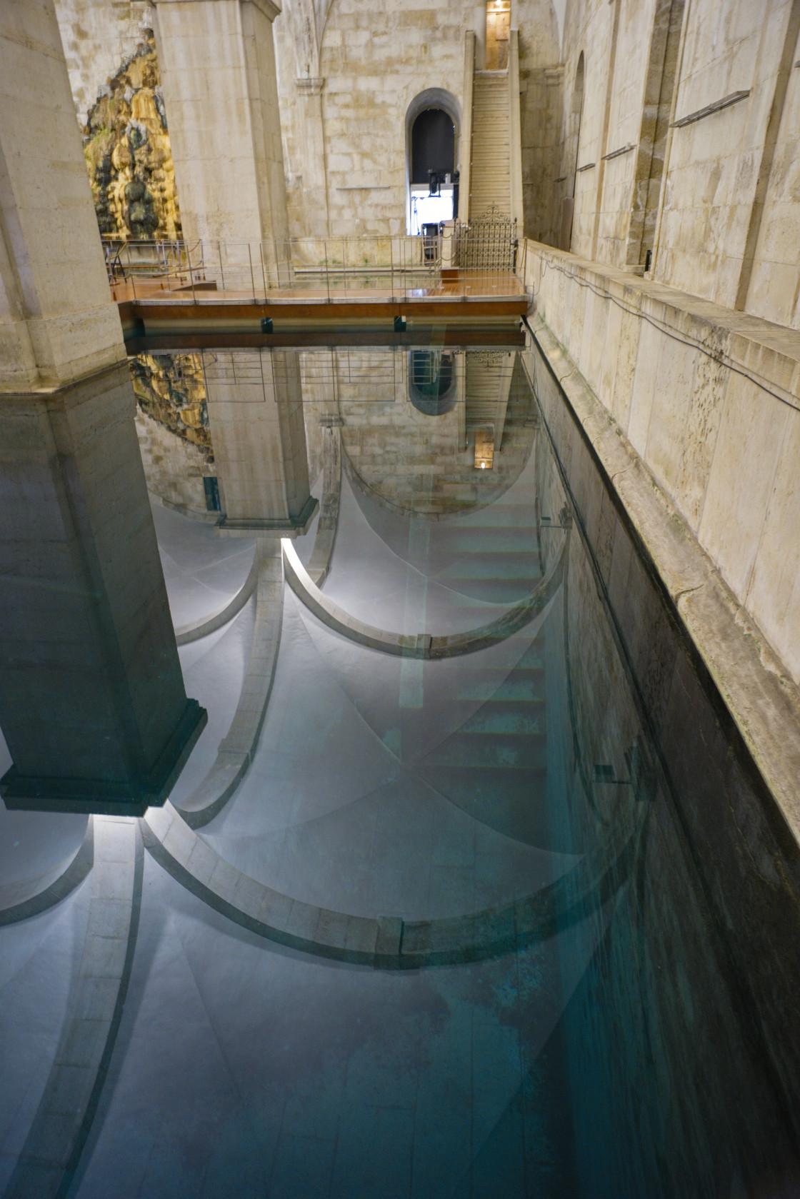 "Māe d'Agua reservoir in Amoreiras with hidden steps under the water" stock image