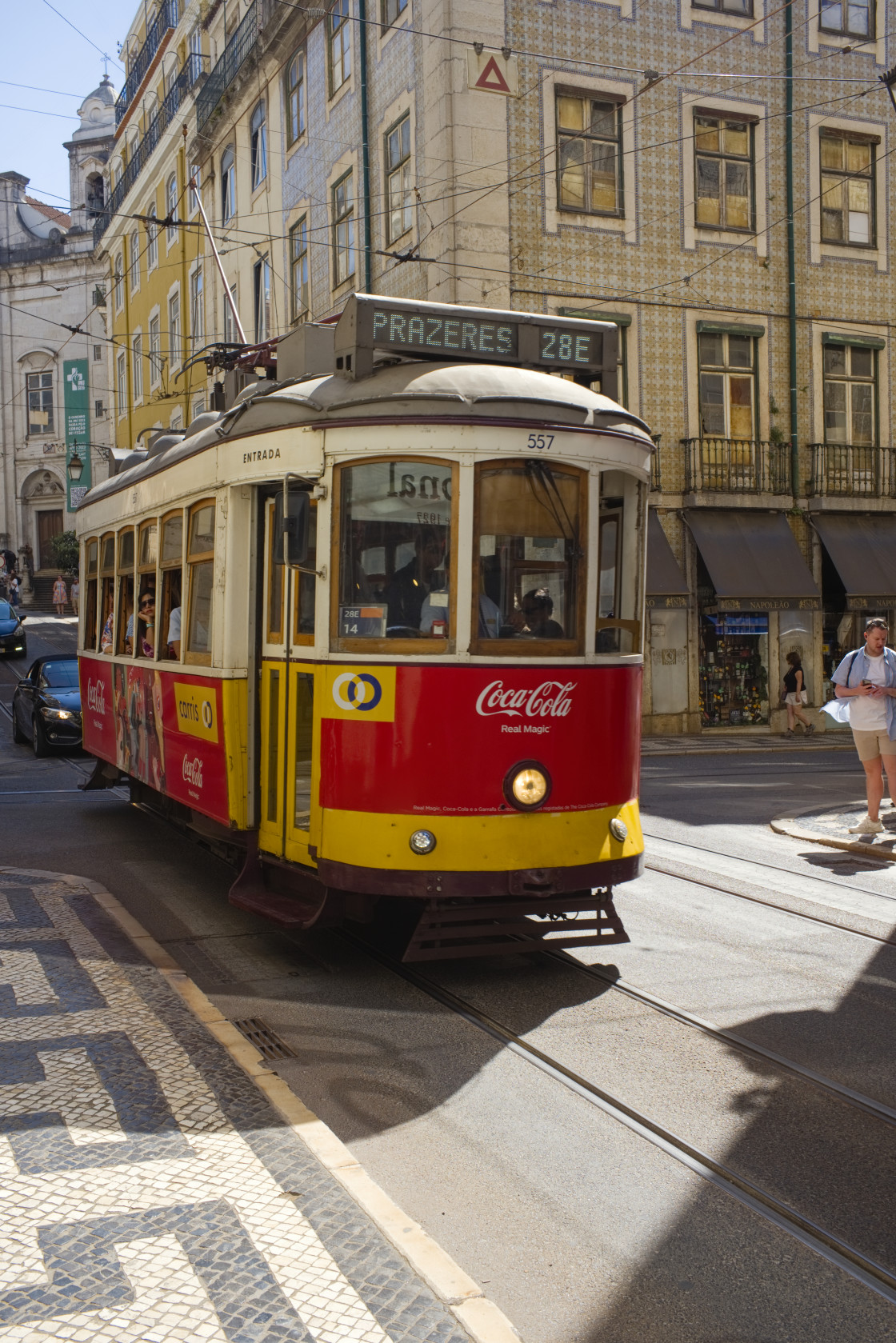 "Famous number 28 tram on the Rua da Conceição" stock image