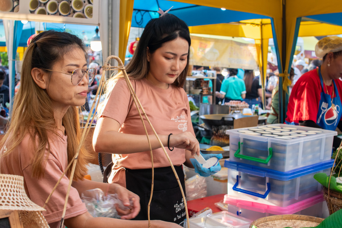 "Street Life of Pattaya in Thailand Asia during a Festival" stock image