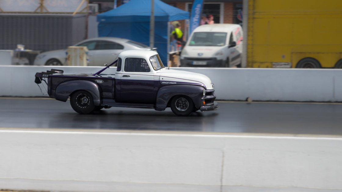 "Chevy Pickup Drag Racing" stock image