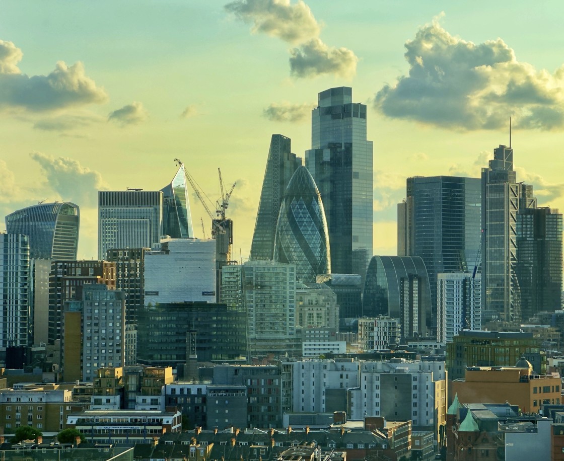 "Square Mile views from East London" stock image