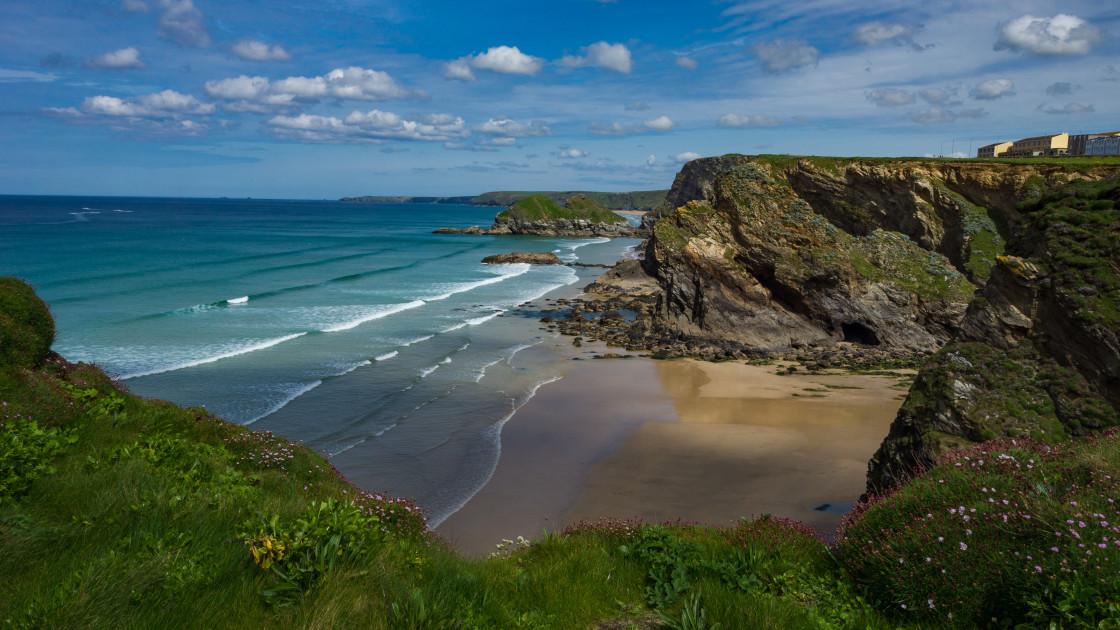 "Rocky cliffs of Cornwall" stock image