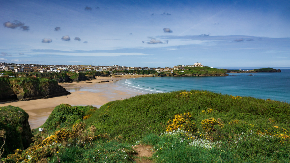 "Sunny Newquay" stock image