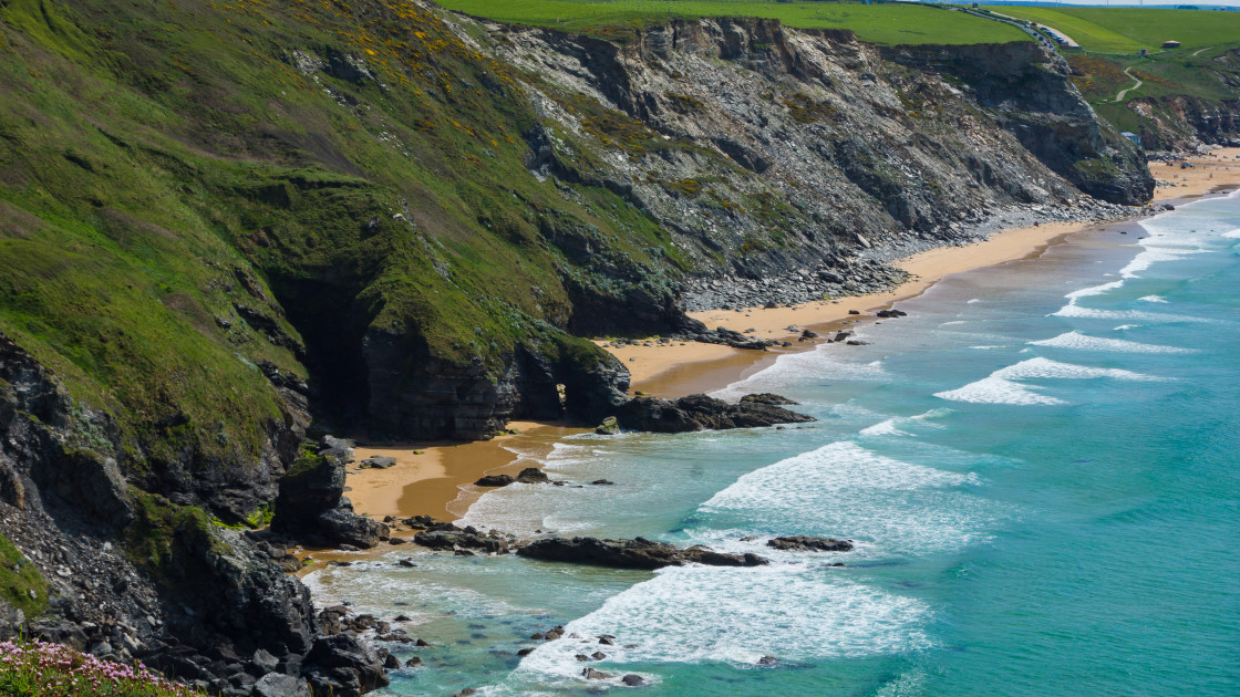 "Waves Below Cliffs" stock image