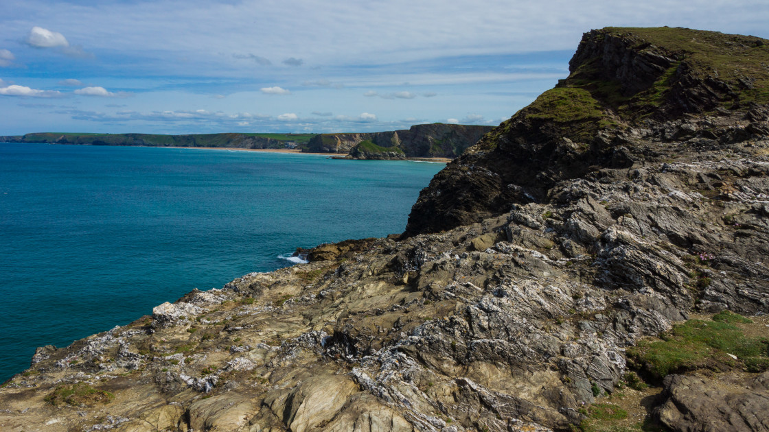 "Rocky Cliff in Cornwall" stock image