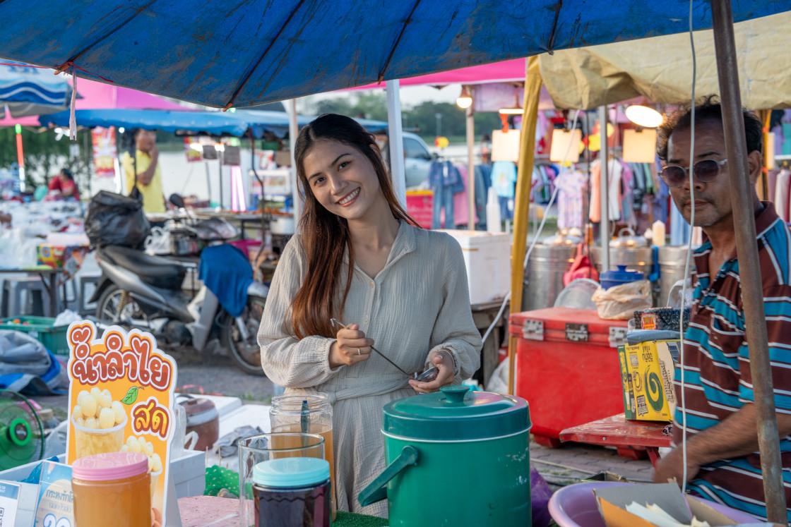 "Thai Food for Sale at a Street Market in Thailand Asia" stock image