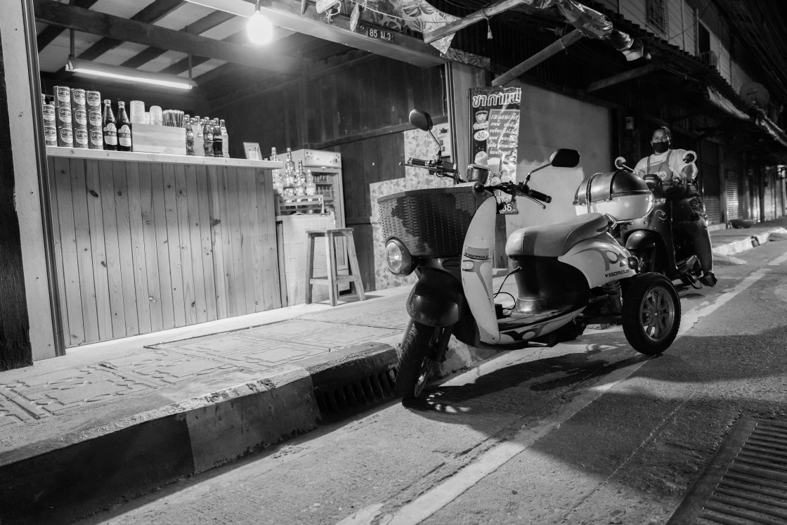 "Moments of street life with buildings and people in a street in the northern part of Pattaya district Chonburi in Thailand Asia" stock image