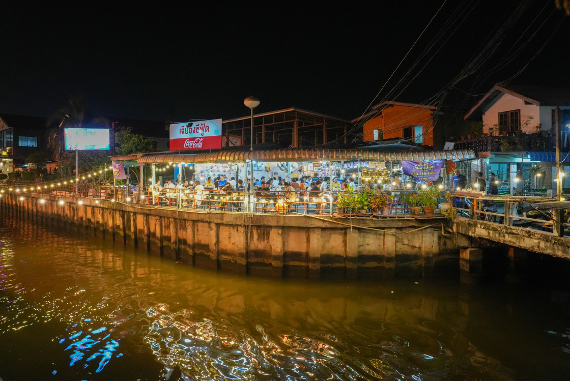 "Moments of street life with buildings and people in a street in the northern part of Pattaya district Chonburi in Thailand Asia" stock image