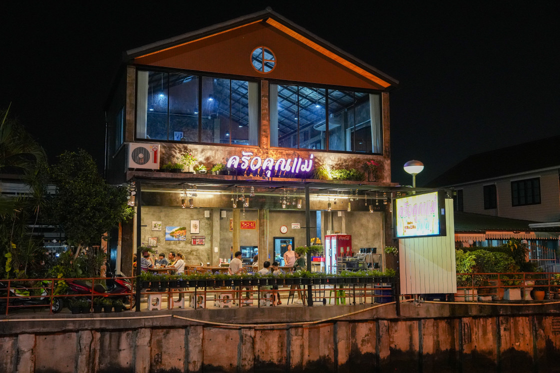 "Moments of street life with buildings and people in a street in the northern part of Pattaya district Chonburi in Thailand Asia" stock image