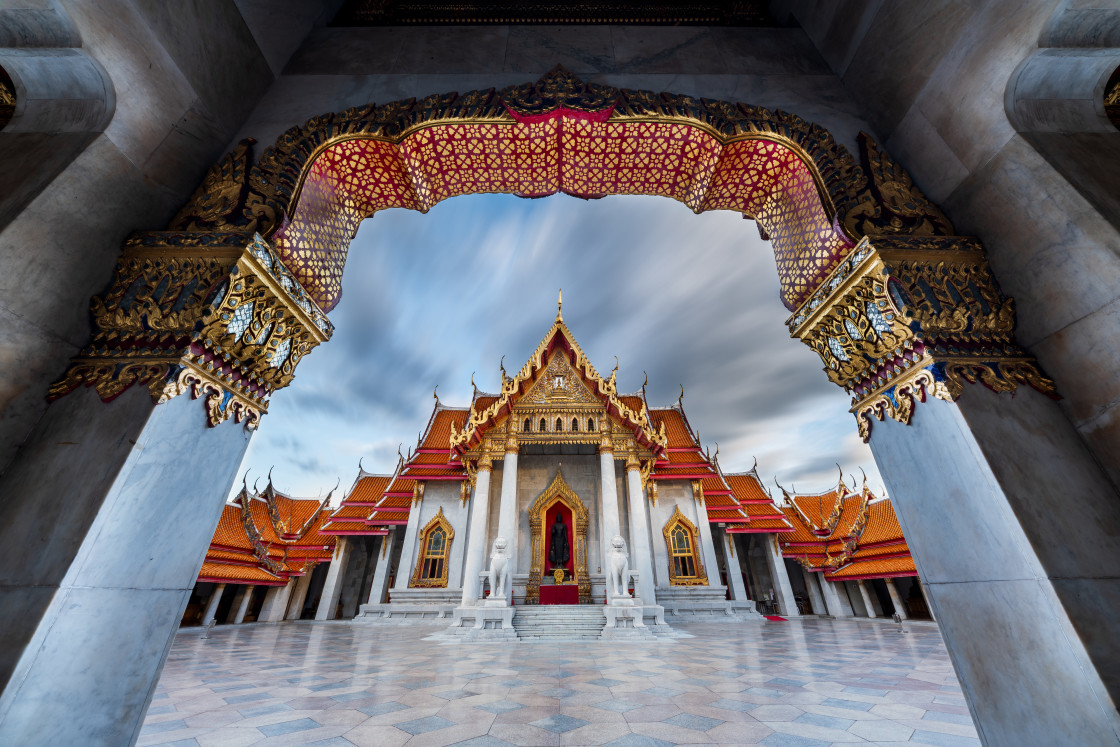 "The marble temple taken from the internal courtyard, Bangkok, Thailand" stock image