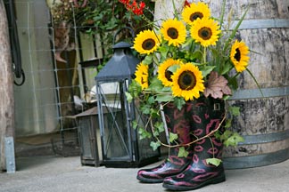 Gummistiefel mit Sonnenblumen