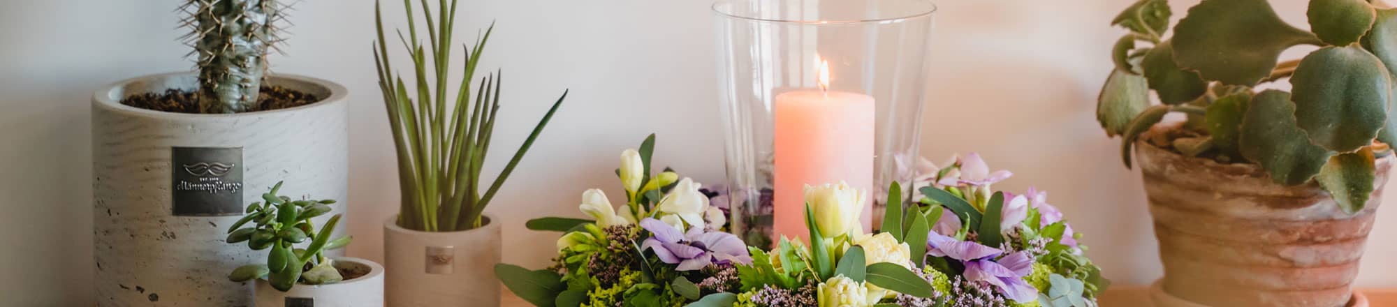 Romantic - flower wreath with lantern  