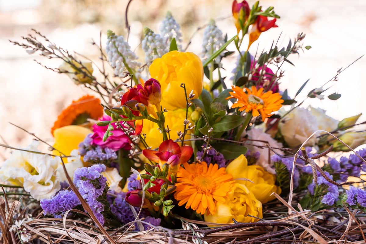 A nest full of spring flowers  