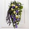 Media 1 - Funeral Bouquet with Blue Flowers and Ribbon