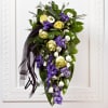 Media 1 - Funeral Bouquet with Blue Flowers and Ribbon