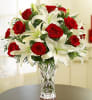 Media 1 - Arrangement of Red Roses and White Liliums in Vase
