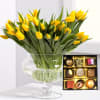 Media 1 - Bouquet of tulips with a box of chocolates