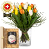 Media 1 - Flower bouquet «Swiss Tulips» with Bee-Family Swiss blossom honey