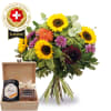 Media 1 - Bouquet d'automne avec des fleurs suisses et coffret cadeau Honey & Sweet de Bee-Family & Gottlieber