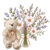 Media 1 - Bouquet de prairie «Aérien & Léger» aux tons pastel avec ours en peluche